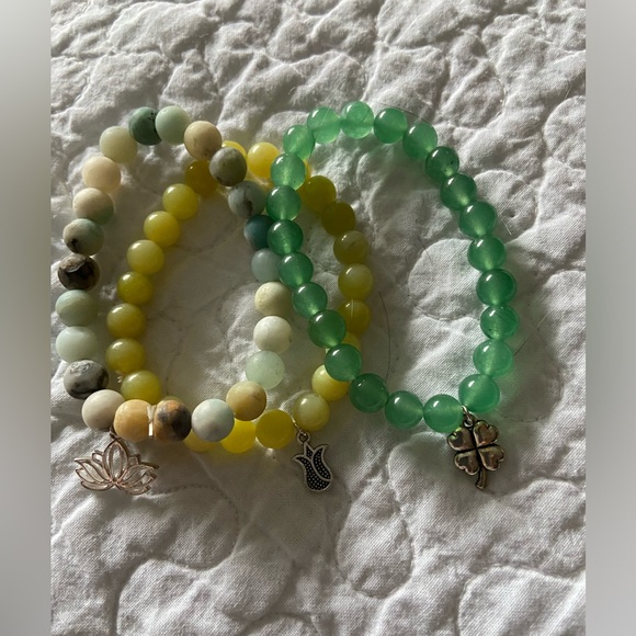 NWOT Set of 3 Natural Stone Bracelets - Picture 2 of 4